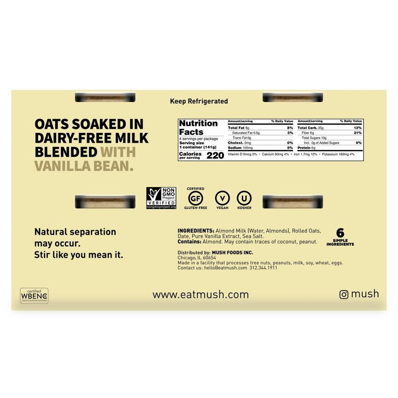 MUSH Vanilla Ready-to-Eat Oats - 20oz/4ct