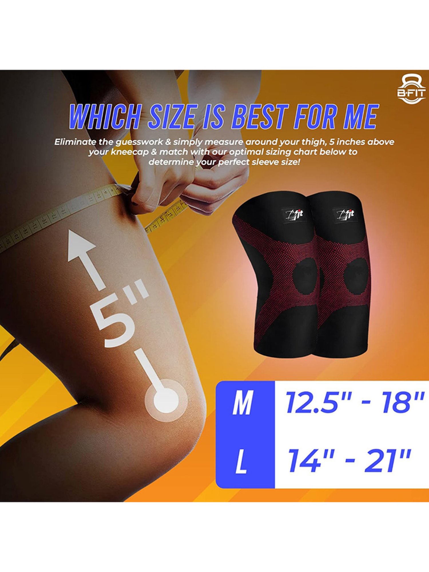 B Fit CM-01 Knee Compression Sleeve One Pair (Black)