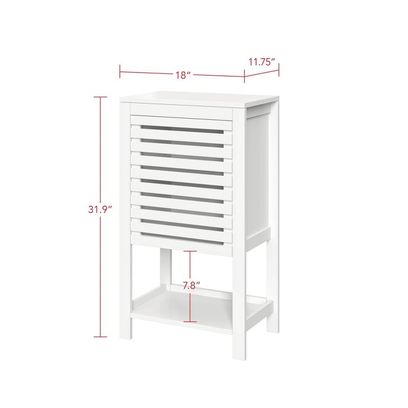 Slatted Single Door Cabinet with Open Shelf White - RiverRidge Home