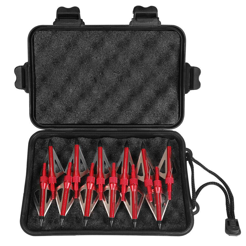 12&times;100grain 3 Blade Crossed Broadhead Arrow Head Bow Archery Fishing Hunting(Red/100 Grain)