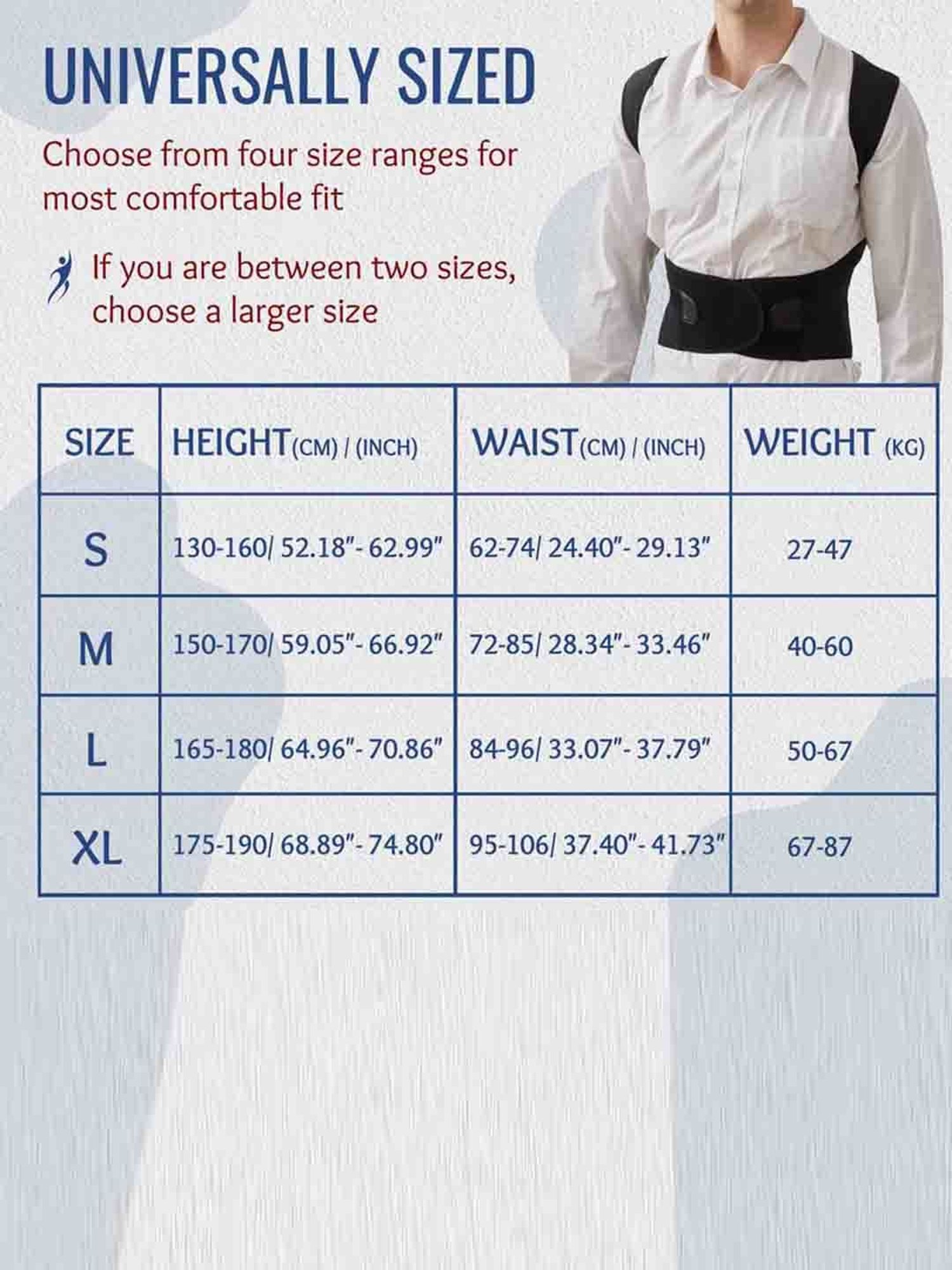 HealthSense Posture Corrector for Men, Back Pain Relief with Back Support Belt (Medium) - Black