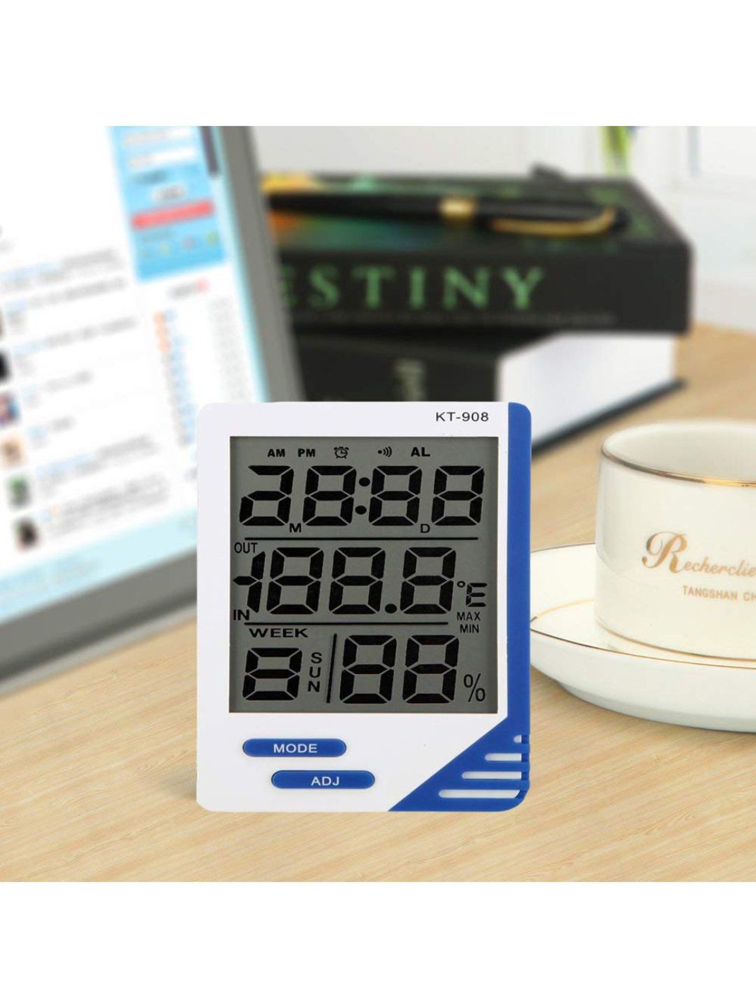 MCP KT-908 Temperature and Humidity Digital Thermometer for Room (White)