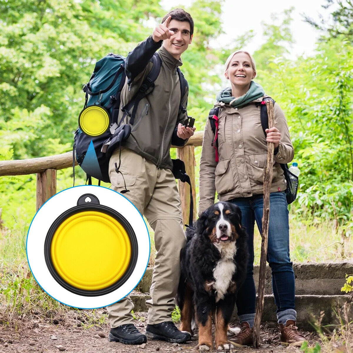 4x Portable Travel Collapsible Foldable Pet Dog Bowl for Food  Water Bowls Dish