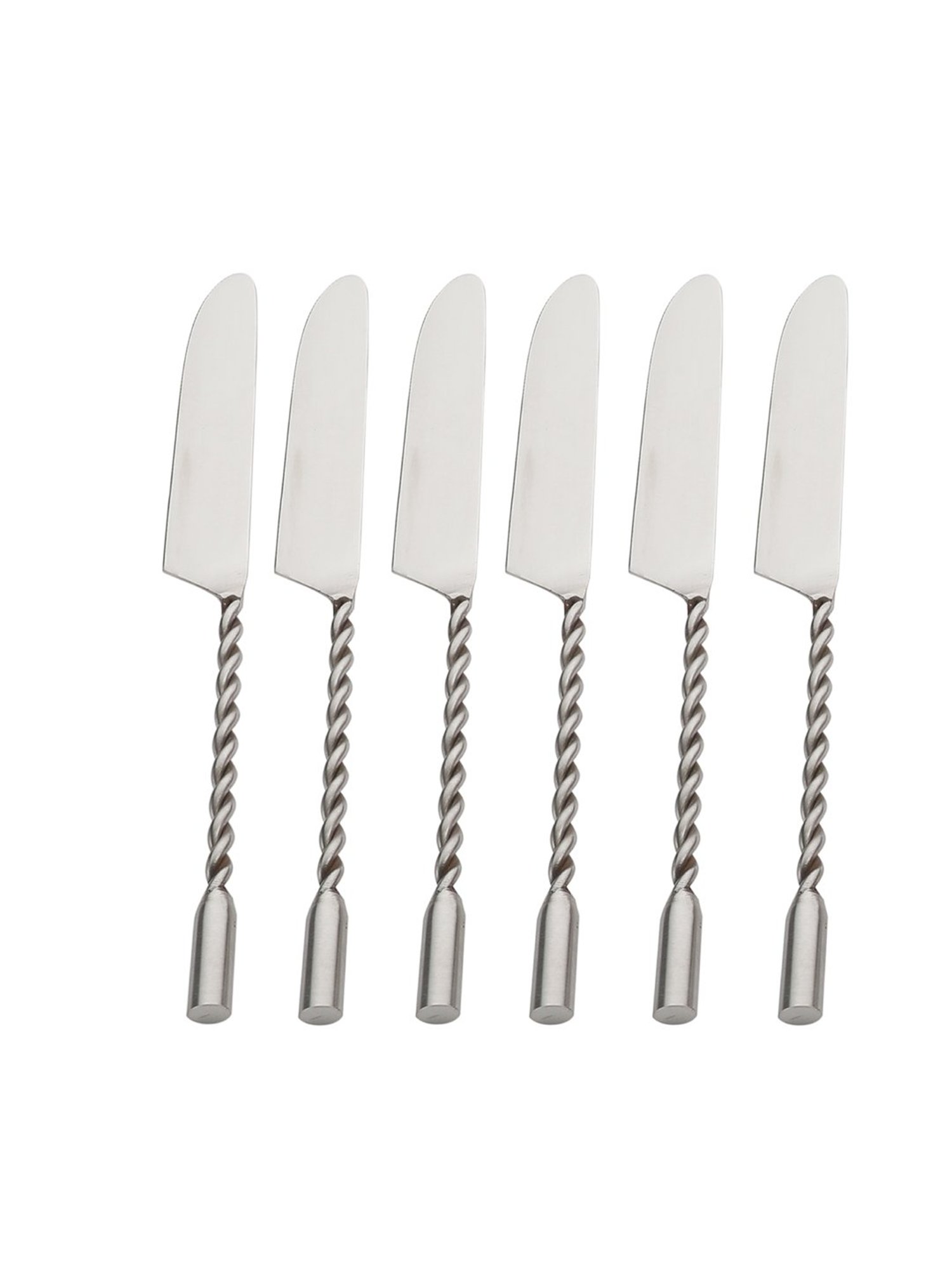 VarEesha Silver Stainless Steel Twisted Handle Knives - Set of 6