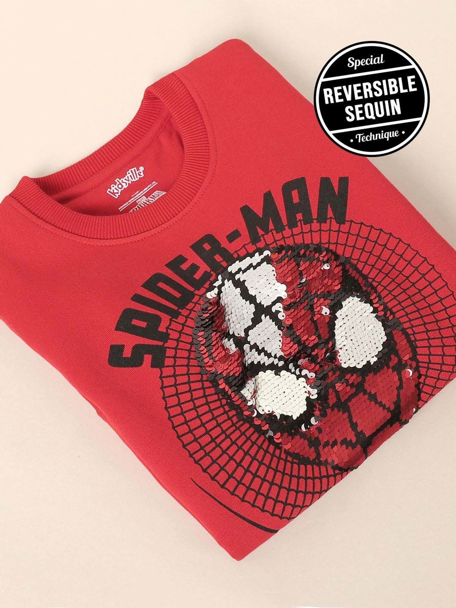 Kidsville Red Cotton Printed Full Sleeves Spiderman Sweatshirt