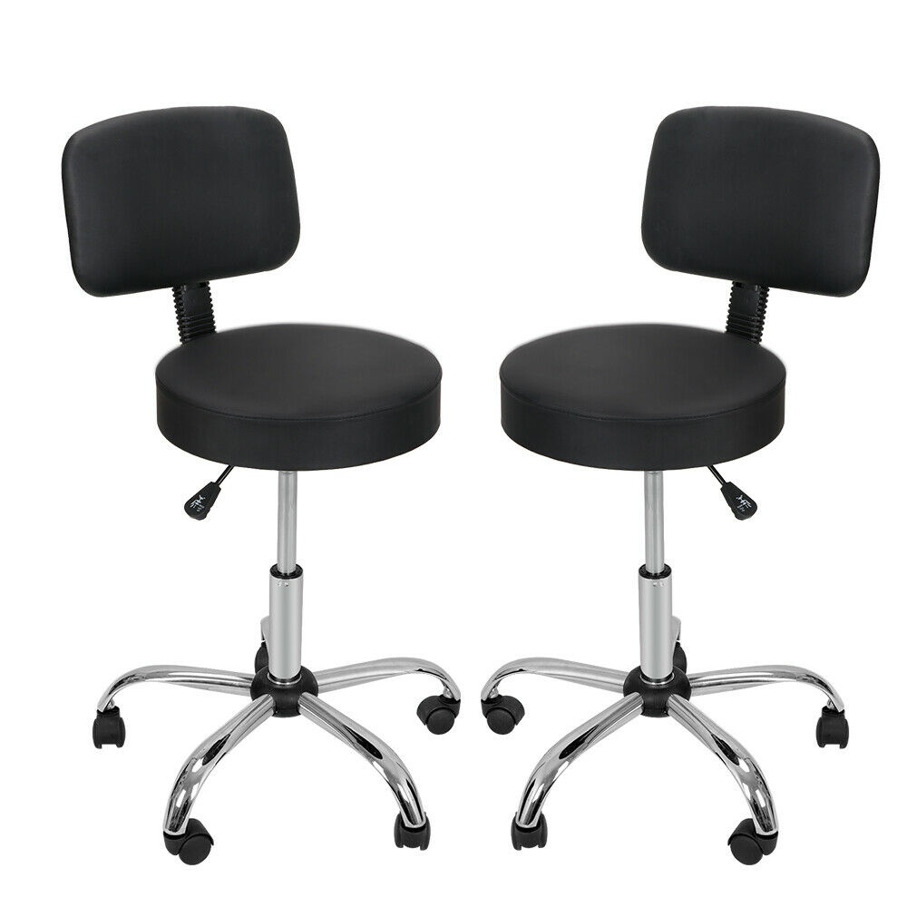 2X Adjustable Height Hydraulic Rolling Swivel Stool Spa Salon Chair Back Rest