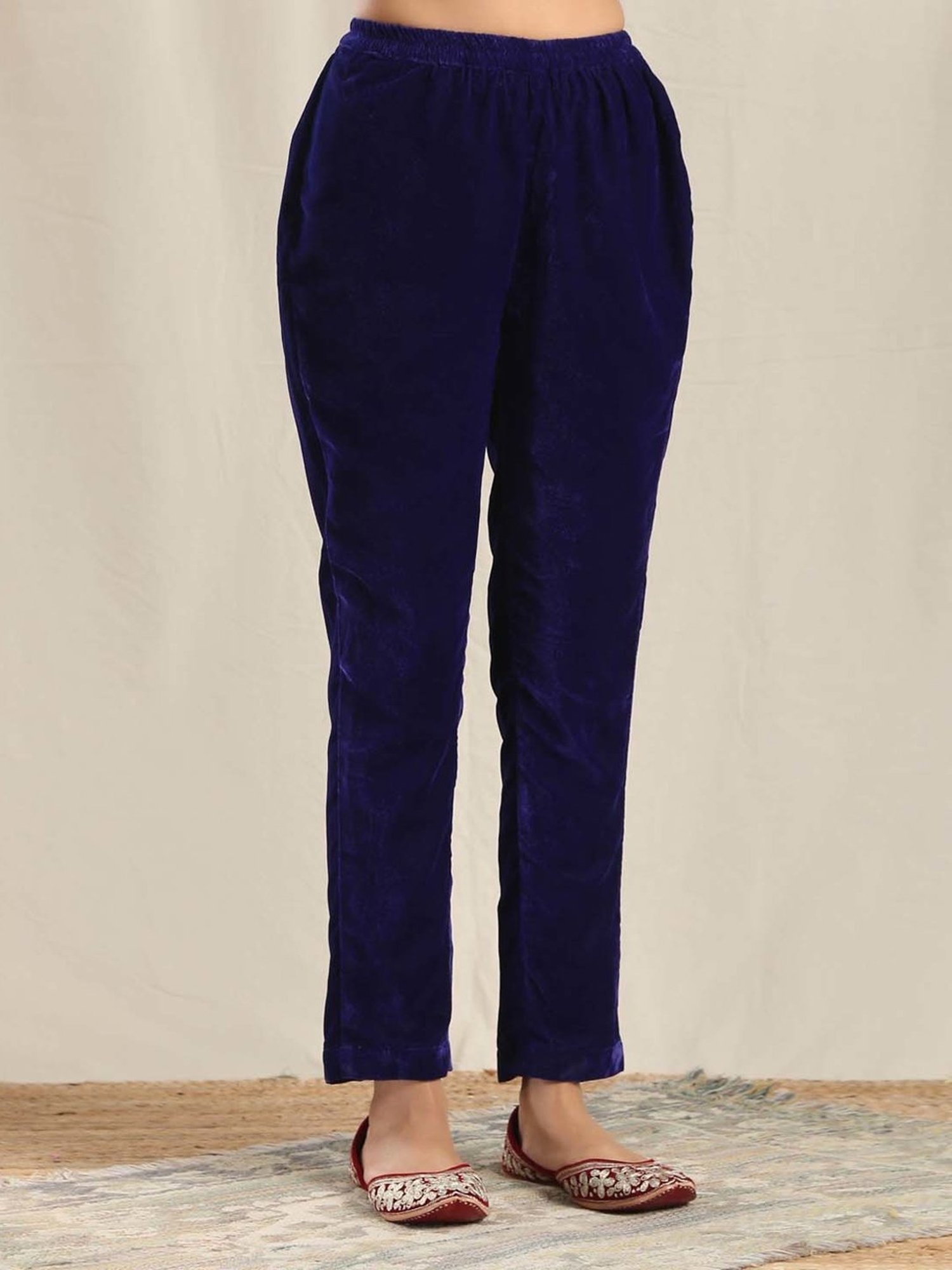 true Browns Blue Solid Regular Fit Ethnic Trouser