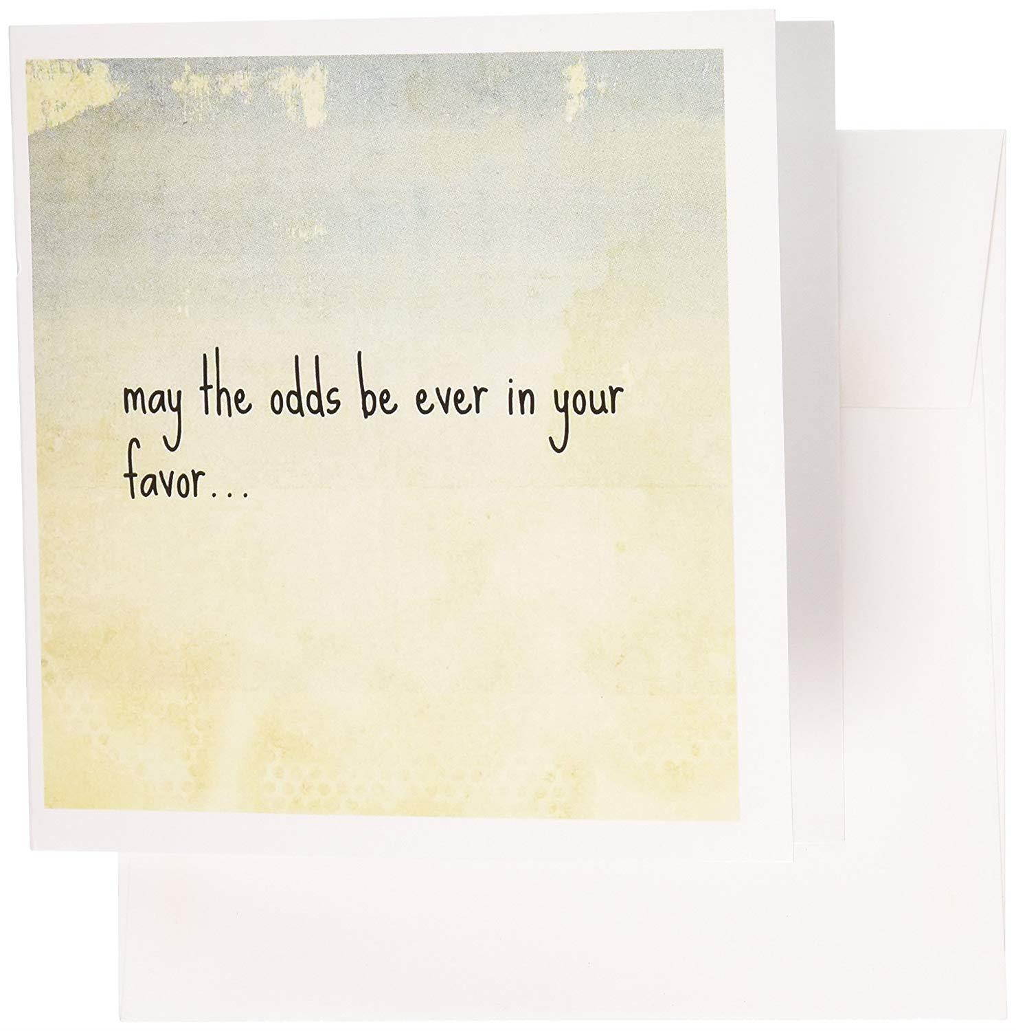 3dRose may the odds be ever in your favor, black lettering on papyrus - Greeting Cards, 6 x 6 inches, set of 12 (gc_172380_2)