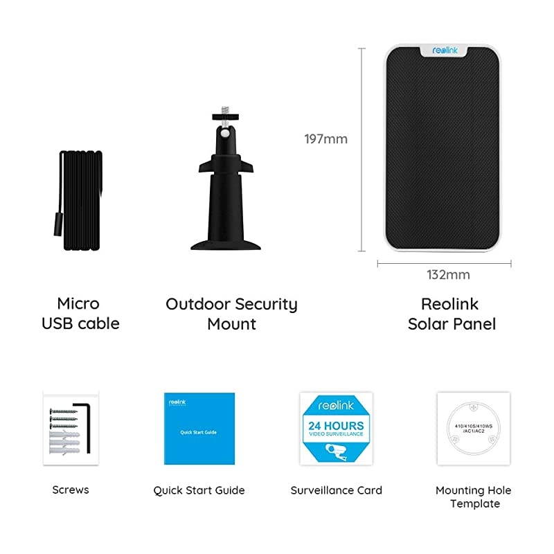 Solar Panel Power Supply Designed for  Home Security Outdoor Rechargeable Battery Cameras Argus 2/Argus Pro/Argus Eco/Go/Argus PT, Waterproof, Reliable and Non-Stop Charging (White)