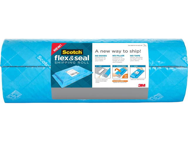 Scotch FS-1520 Flex and Seal Shipping Roll, 15" x 20 ft, Blue/Gray