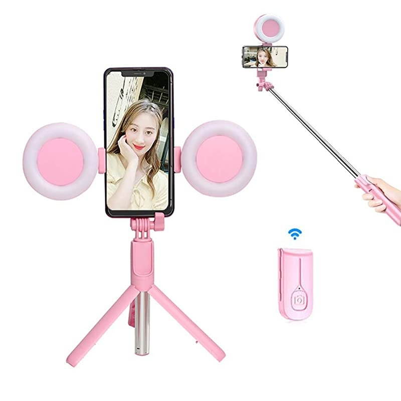 Stick Tripod Ring Light Adjustable 3 Brightness LED Ring Light with Stick Bluetooth Remote 4 in 1 Aluminum Tripod for iPhone and Android Phone, YouTube Video, Live Streaming