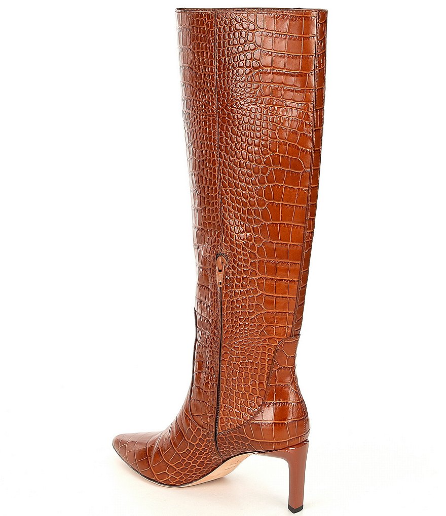 AD & Daughters Tasmine Croc Embossed Leather Tall Shaft Boots