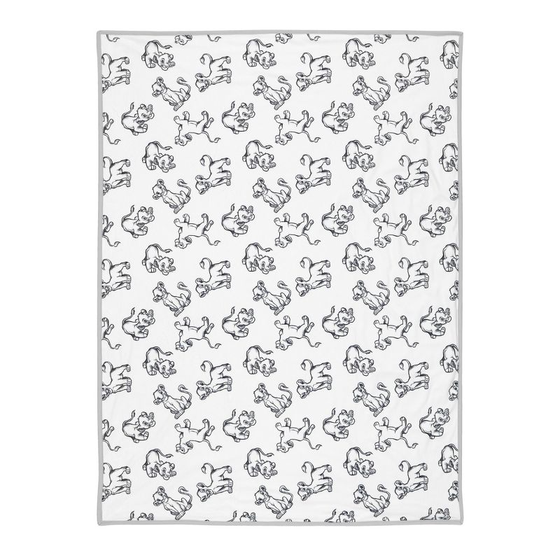 Lambs & Ivy Disney Baby THE LION KING Baby Blanket - White/Gray Minky/Jersey