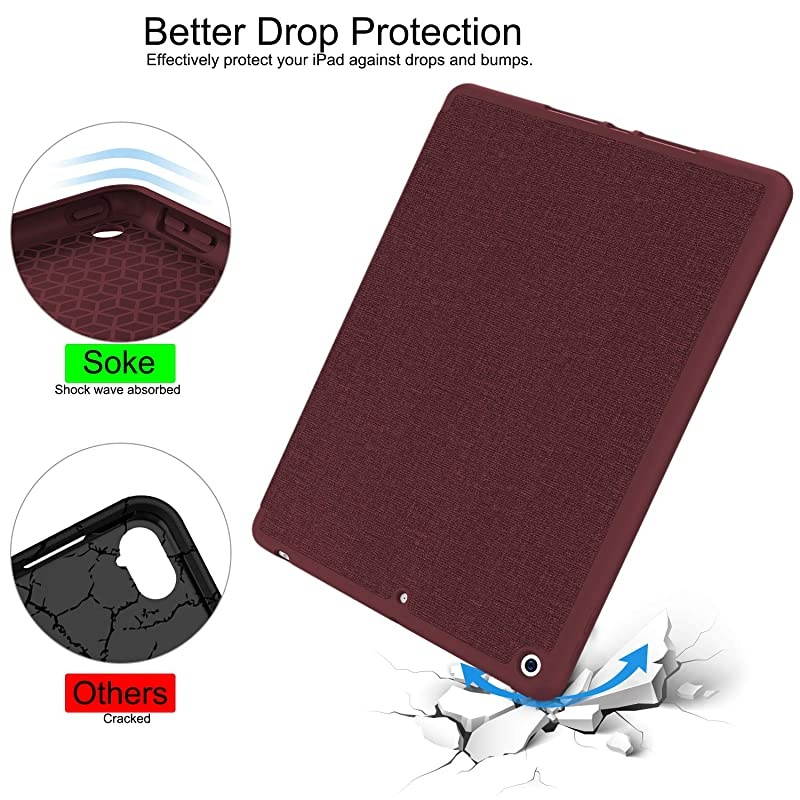 New iPad 102 Case with Pencil Holder iPad 8th Generation 20207th Generation 2019 CasePremium Shockproof Case with Soft TPU Back CoverAuto SleepWake for Apple iPad 102 Wine