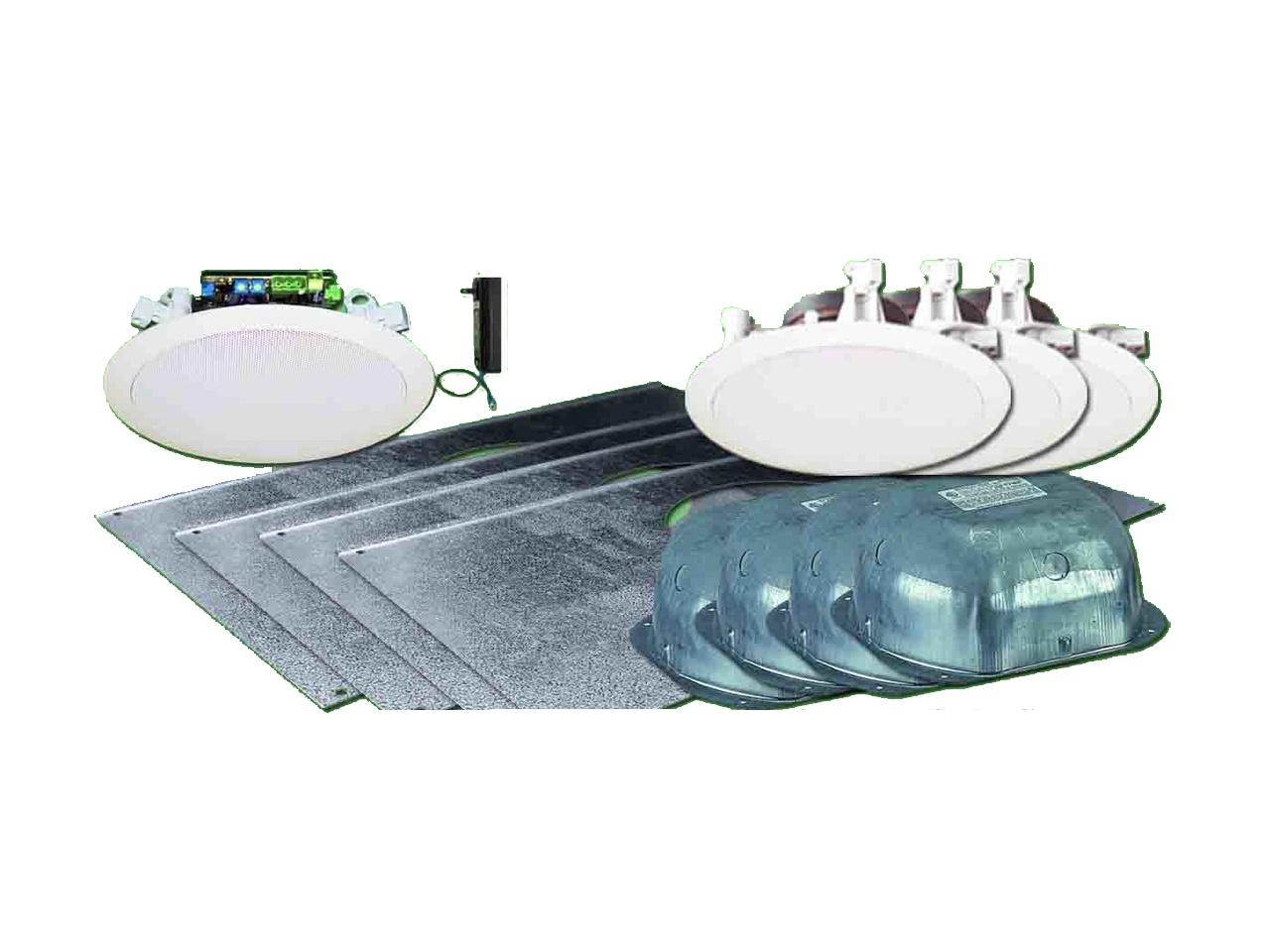 5 inch Three Source Integratable Amplified In Ceiling Speakers/Four Combo (White)