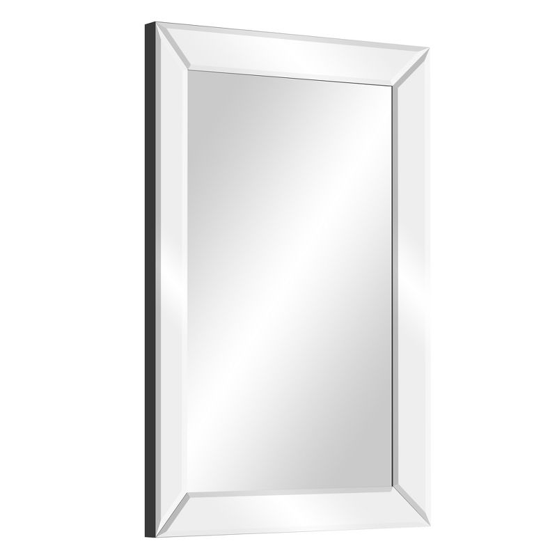 16"x24" Mirror Framed Beveled Wall Accent Mirror Silver - Gallery Solutions