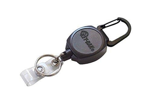 Key-Bak Sidekick Professional Heavy Duty Self Retracting ID Badge / Key Reel with Retractable Kevlar Cord, 24" Black (2 Pack)