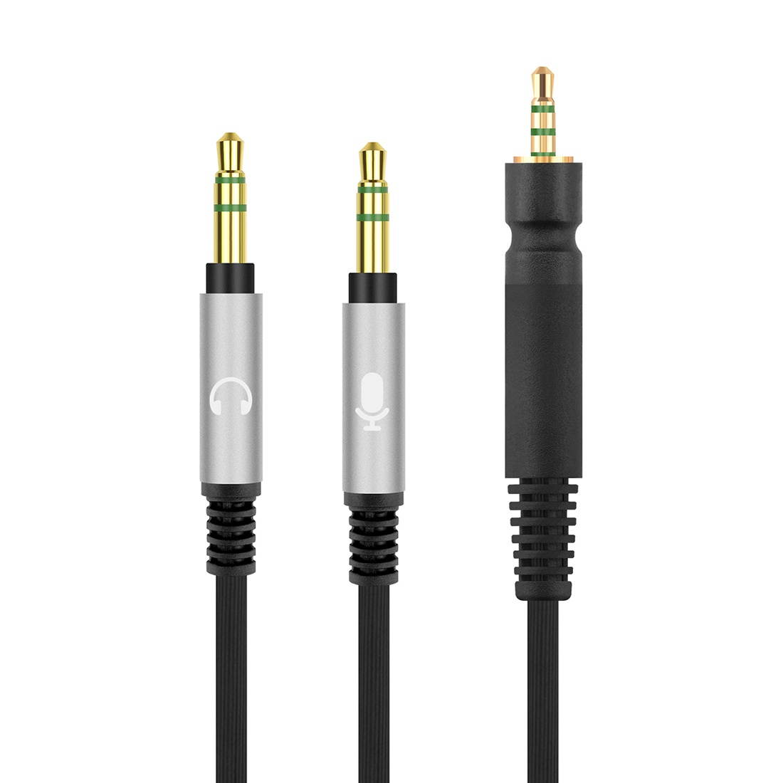 Geekria QuickFit Audio Cable Compatible with Sennheiser Game ONE, Game Zero, PC 373D, GSP 350, GSP 500, GSP 600 Headsets Cord, 3.5mm Y-Splitter Replacement Cord, Gaming Headset Cable (Black 5.6FT)