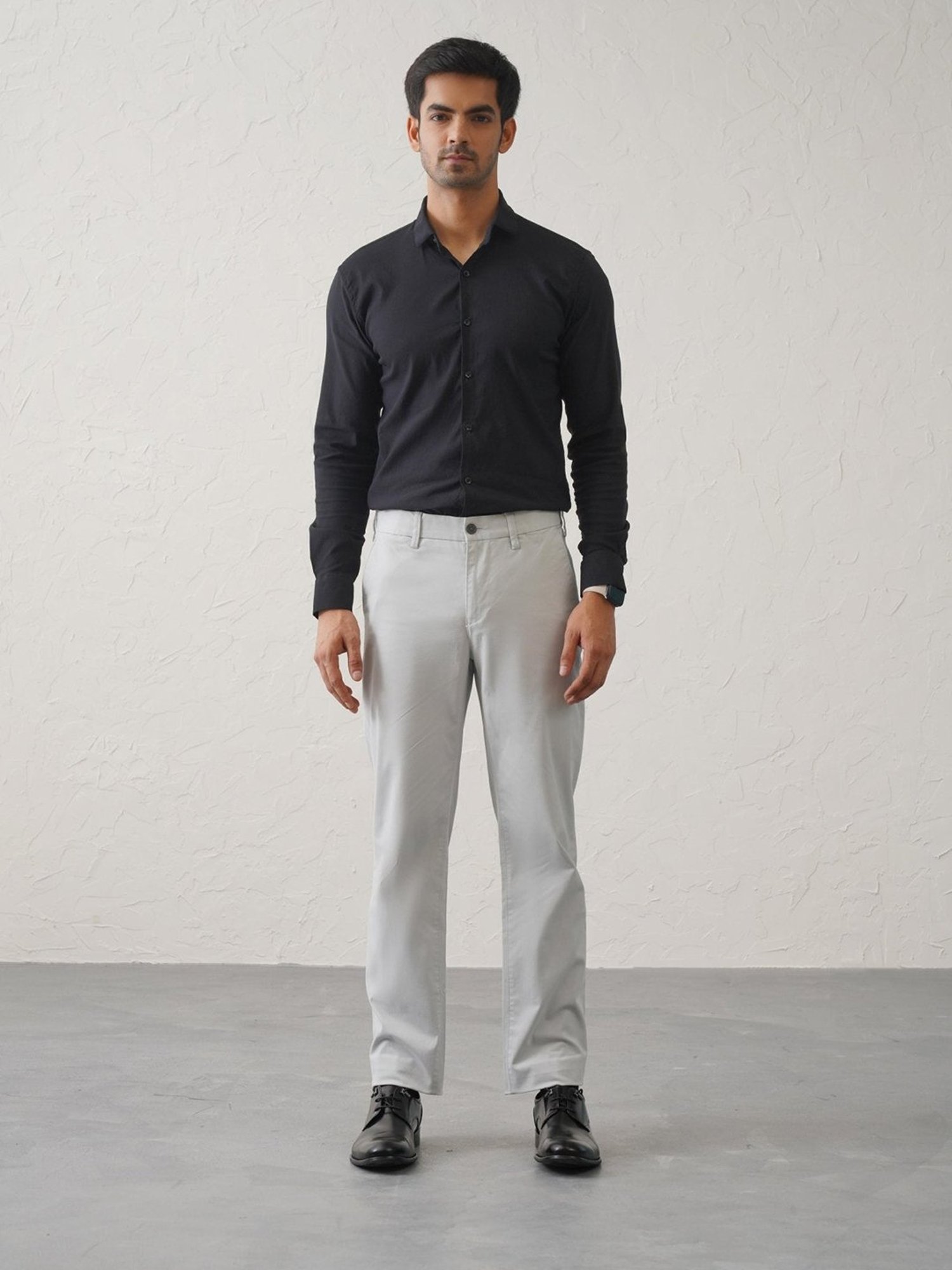 MinusOne Light Grey Regular Fit Chinos