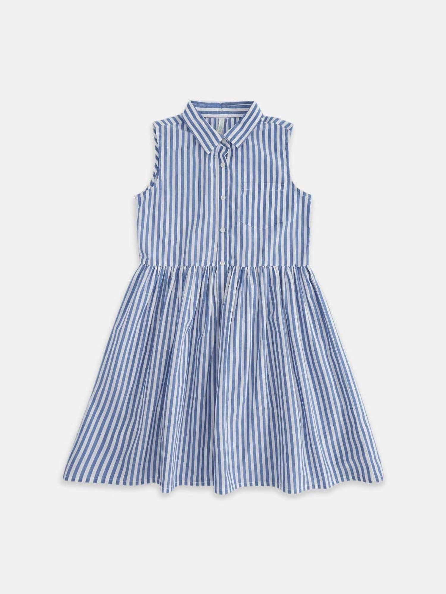 Pantaloons Junior Blue Cotton Striped Dress