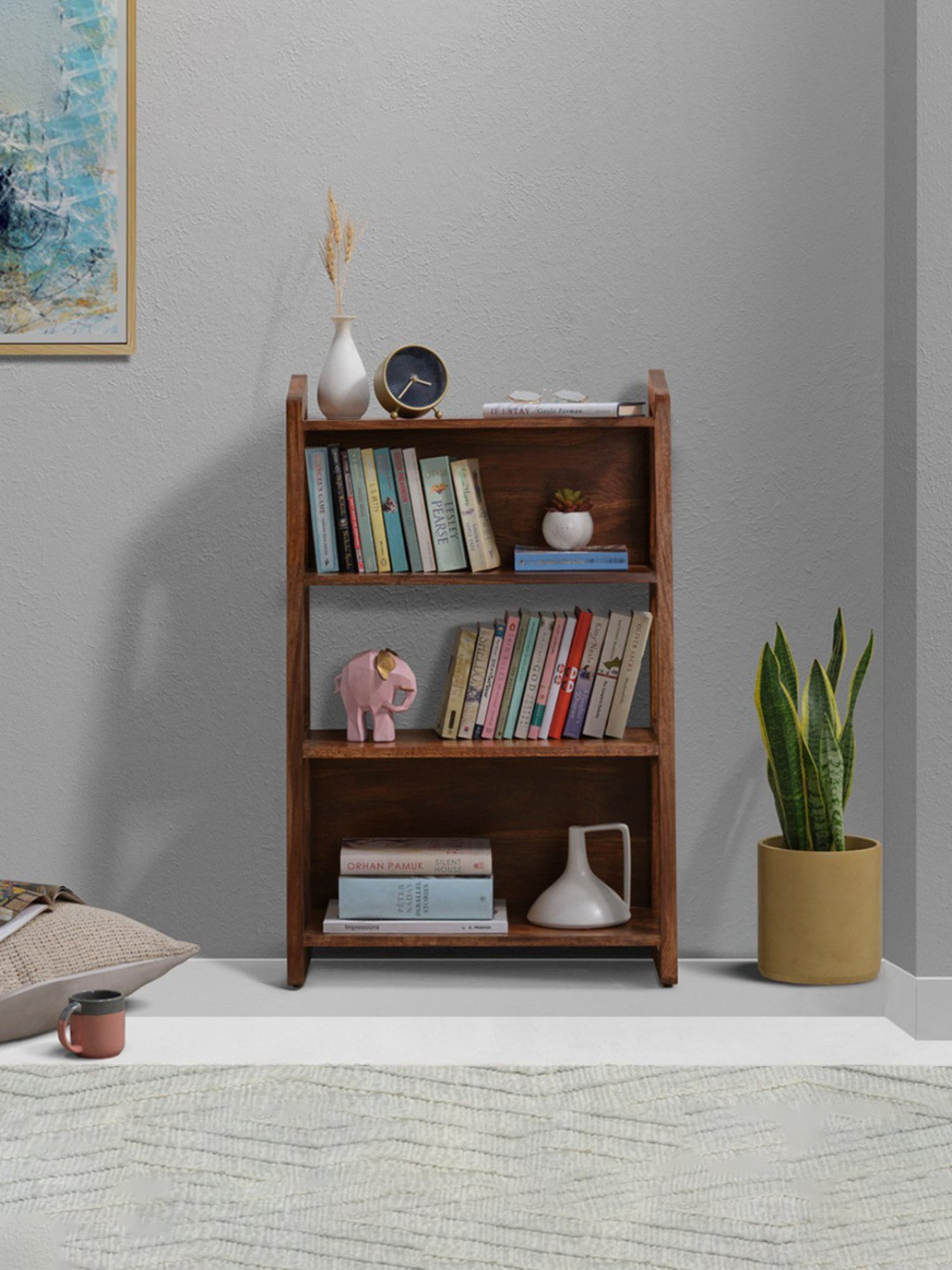 Sleepyhead Wordle Teak Brown Sheesham Wood Book Shelf (3 Shelves)