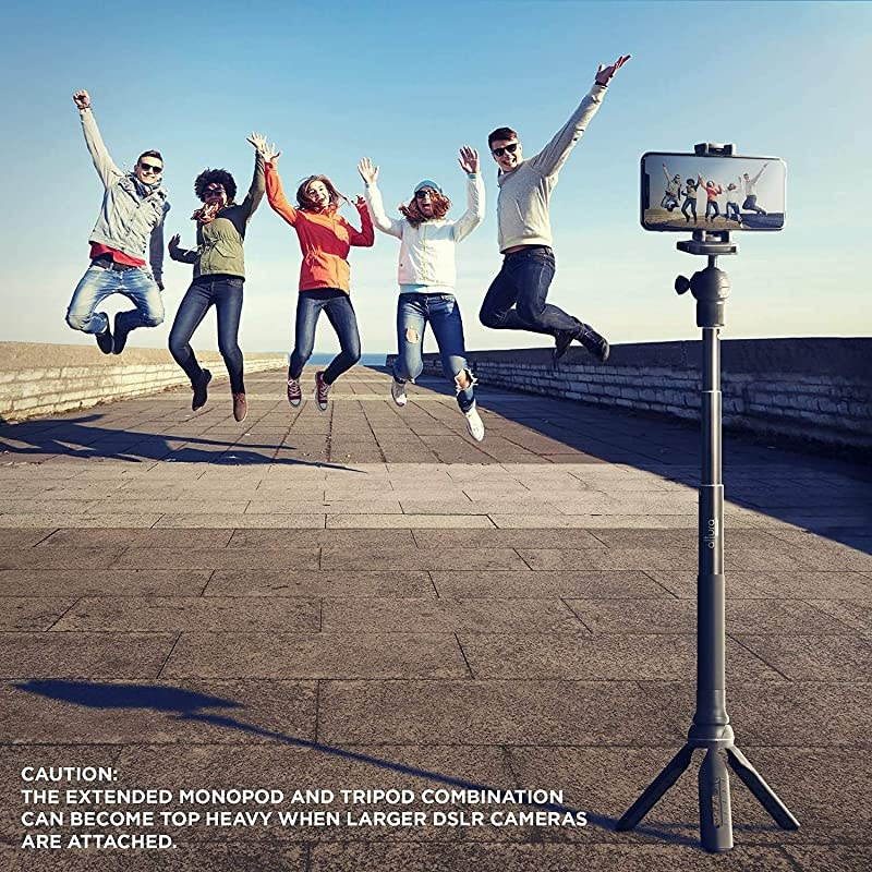 6 in 1 Monopod Tripod Kit by  &ndash; 55&rdquo; Telescoping Vlogging Tripod for Camera, Smartphone & GoPro Tripod, Camera Holder, Camera Stick with Pole & Base, 360 Ball Head and Carry Bag