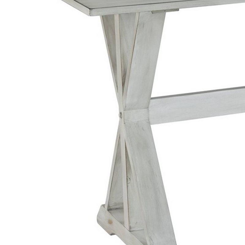 Rectangular Dining Table with X Shaped Pedestal Legs White - Benzara