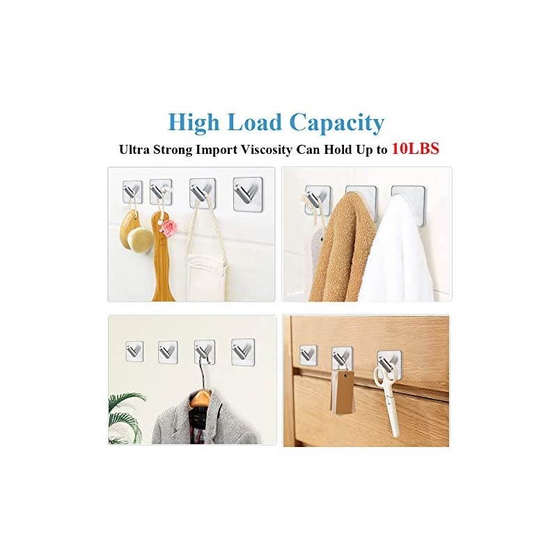 Towel Hooks Wall Hangers Hooks Stick on Hooks for Hanging Heavy Duty Towel Hanger Bathroom Home Kitchen Office -4 Packs