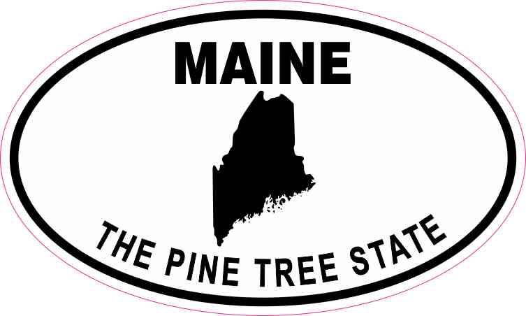 StickerTalk Oval Maine the Pine Tree State Vinyl Sticker, 5 inches by 3 inches