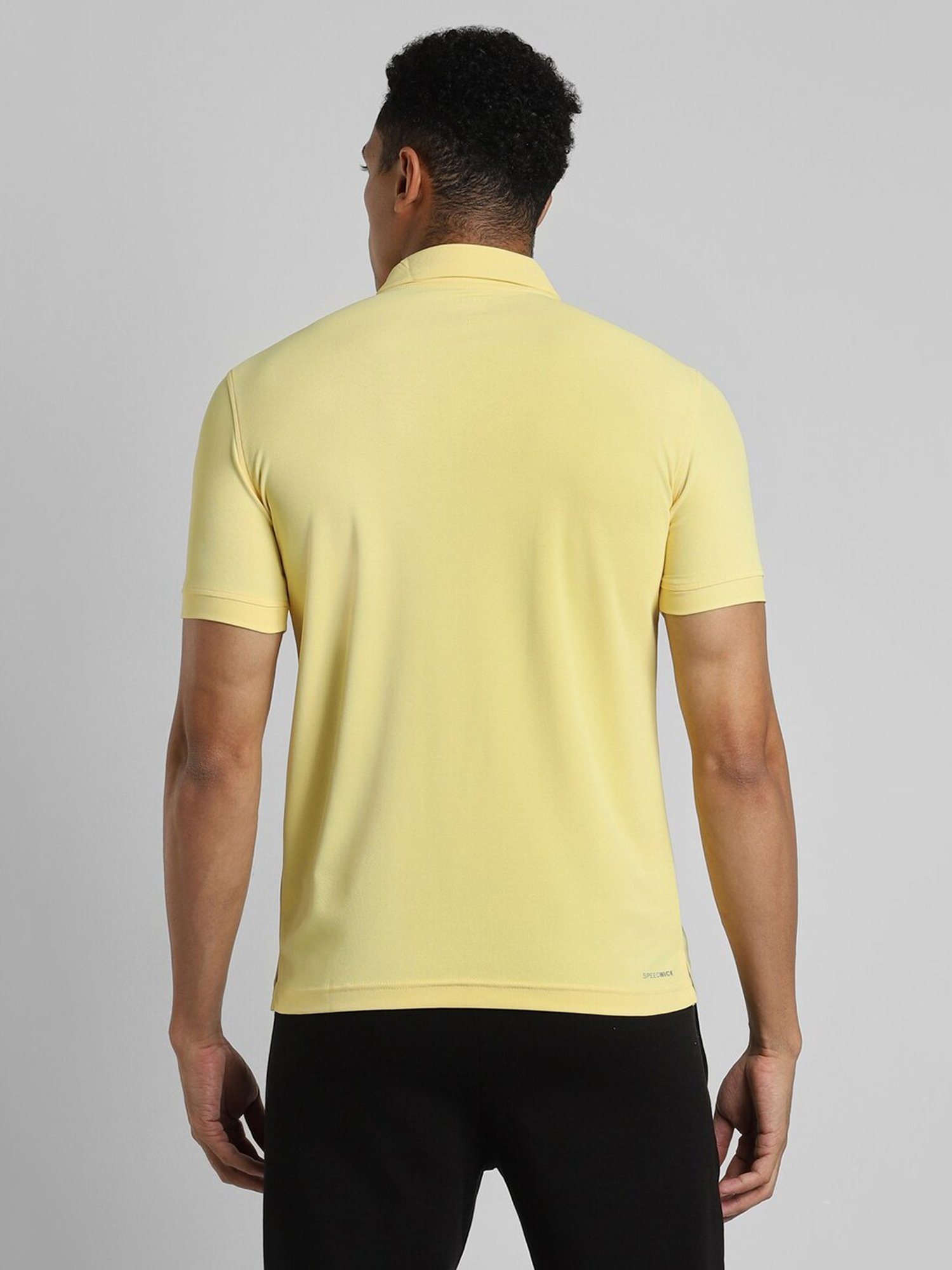 Reebok Yellow Polyester Slim Fit Solid Polo T-Shirt