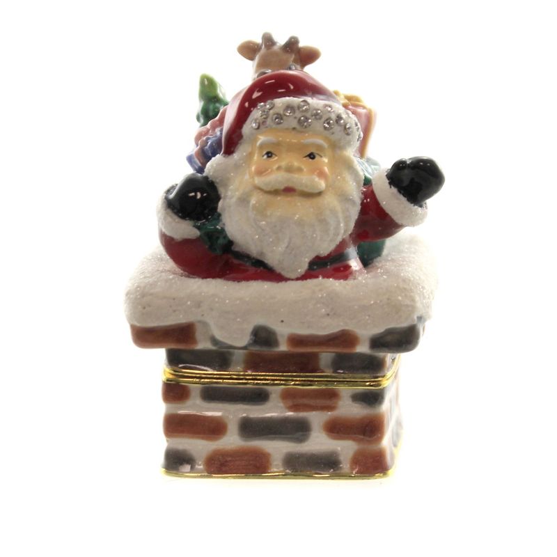 Hinged Trinket Box 2.5" Santa In Chimney Box Christmas Gifts  -  Decorative Figurines