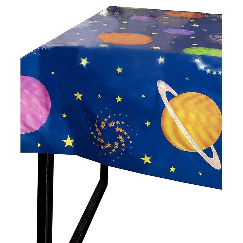 Blue Panda 3-Pack Outer Space Planet Disposable Plastic Tablecloth Table Covers Kids Party Supplies 54"x108"