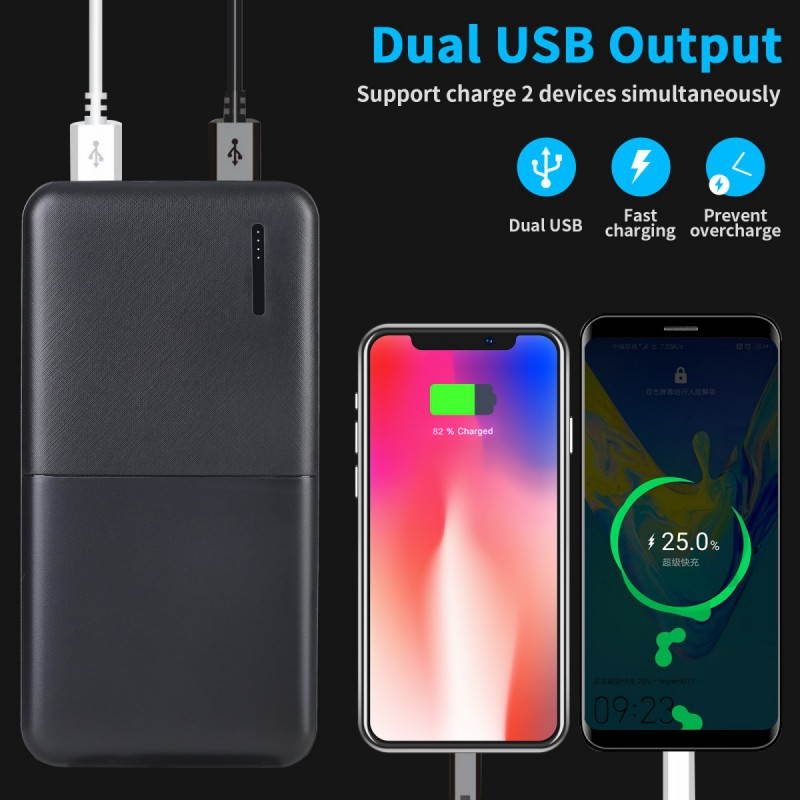 Greatlizard Portable Charger - Compact 10000mAh 2-Port Ultra Portable Phone Charger Power Bank  for iPhone, iPad, Samsung Galaxy (Black)