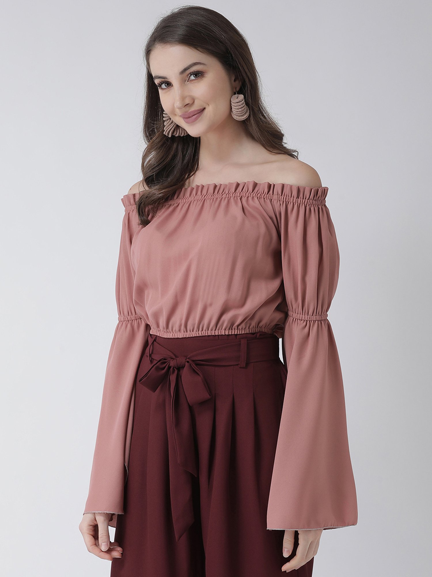 KASSUALLY Pink Relaxed Fit Crop Top