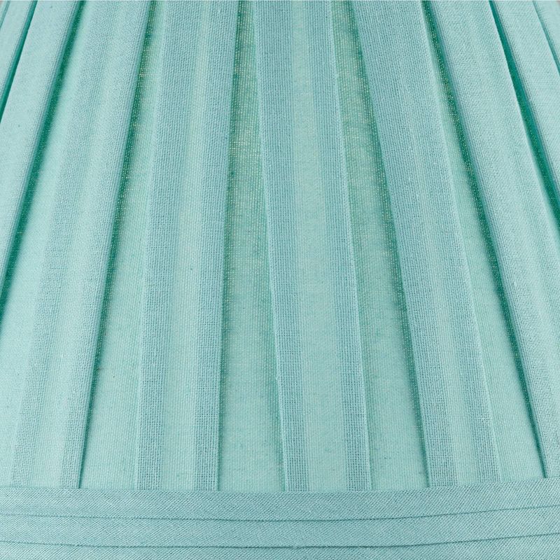Springcrest Turquoise Linen Box Pleat Medium Empire Lamp Shade 7" Top x 14" Bottom x 11" Slant x 11" High (Spider) Replacement with Harp and Finial