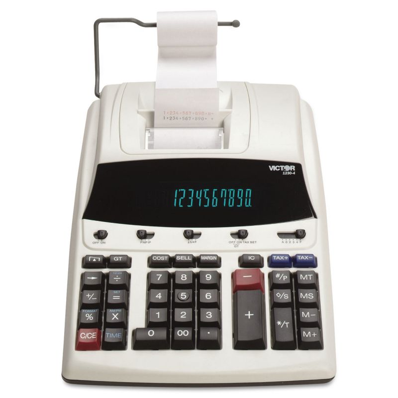 Victor 1230-4 Fluorescent Display Printing Calculator Black/Red Print 3 Lines/Sec 12304