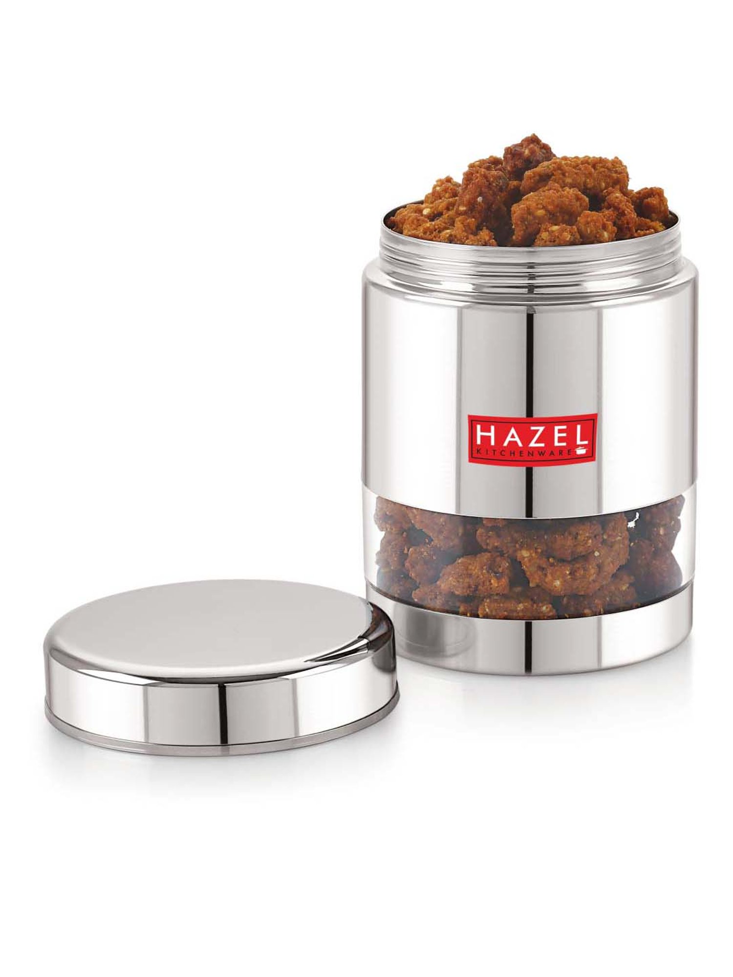HAZEL Silver Stainless Steel Kitchen Storage Jar (800 ml) - Set of 1