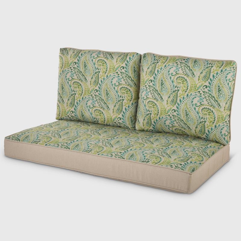 Rolston 3pc Outdoor Replacement Loveseat Sofa Cushion Set Tan Paisley - Haven Way