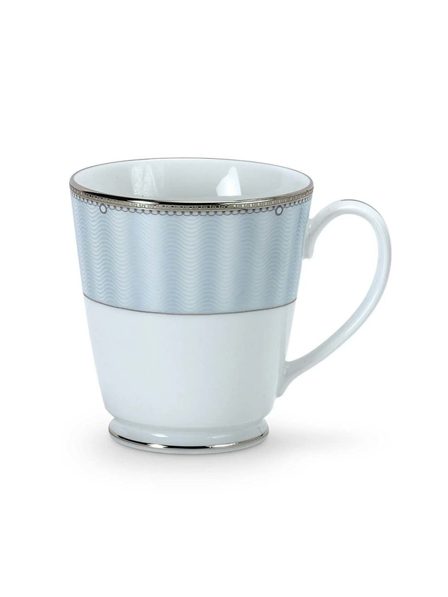 Noritake Monarch Platinum White & Blue Poreclain Milk Mug (0.37 L) - Set of 2