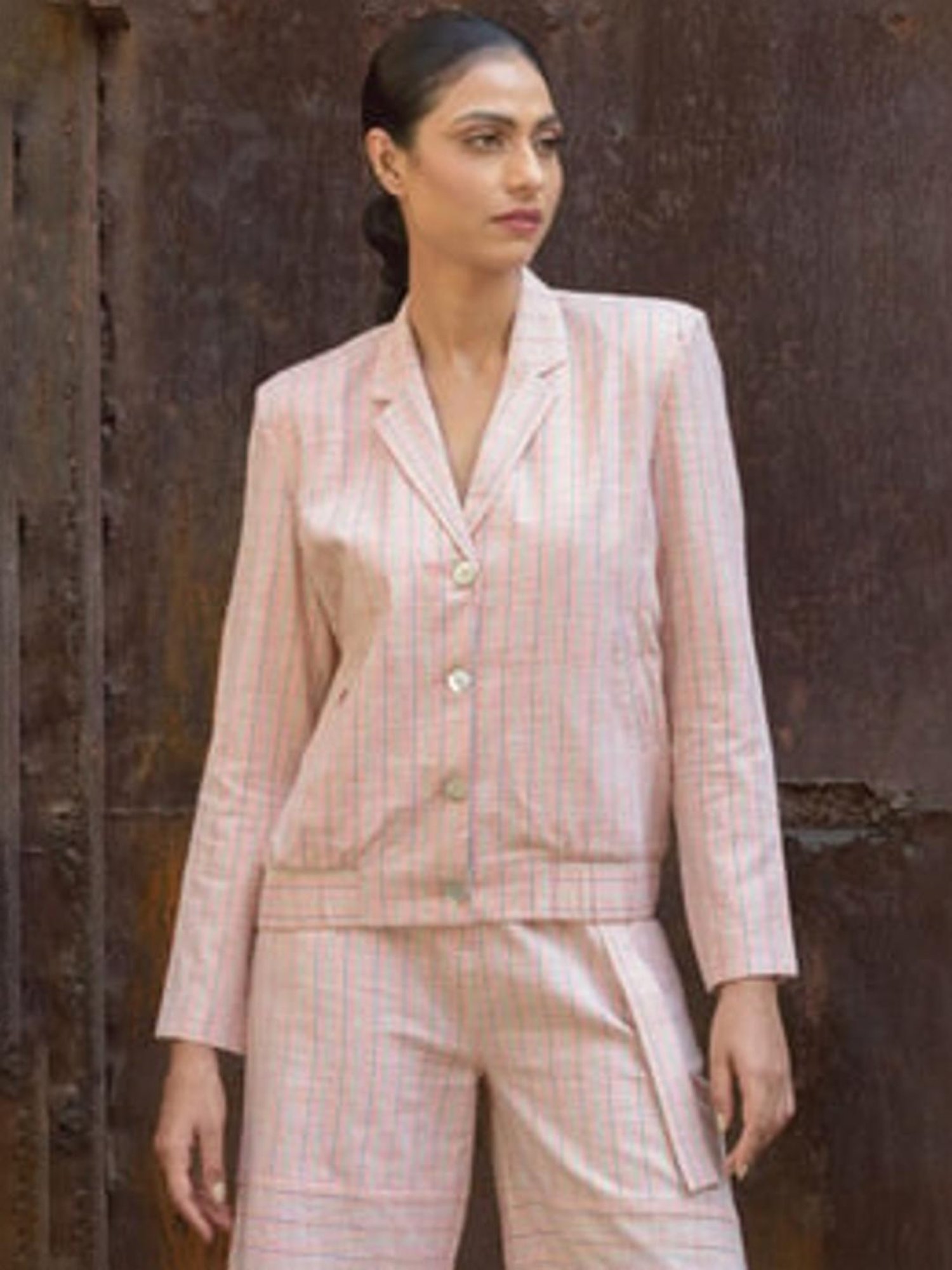 Anushe Pirani Multi Fika Buttoned Bomber Jacket