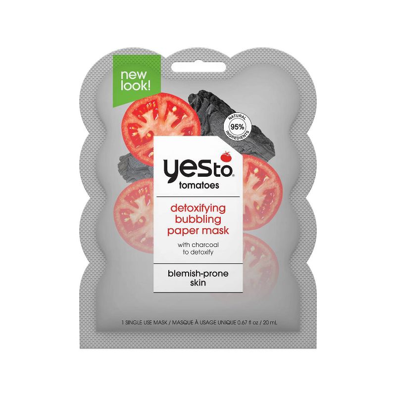 Yes To Tomatoes Anti-Pollution Detoxifying Charcoal Bubbling Paper Face Mask - .67 fl oz
