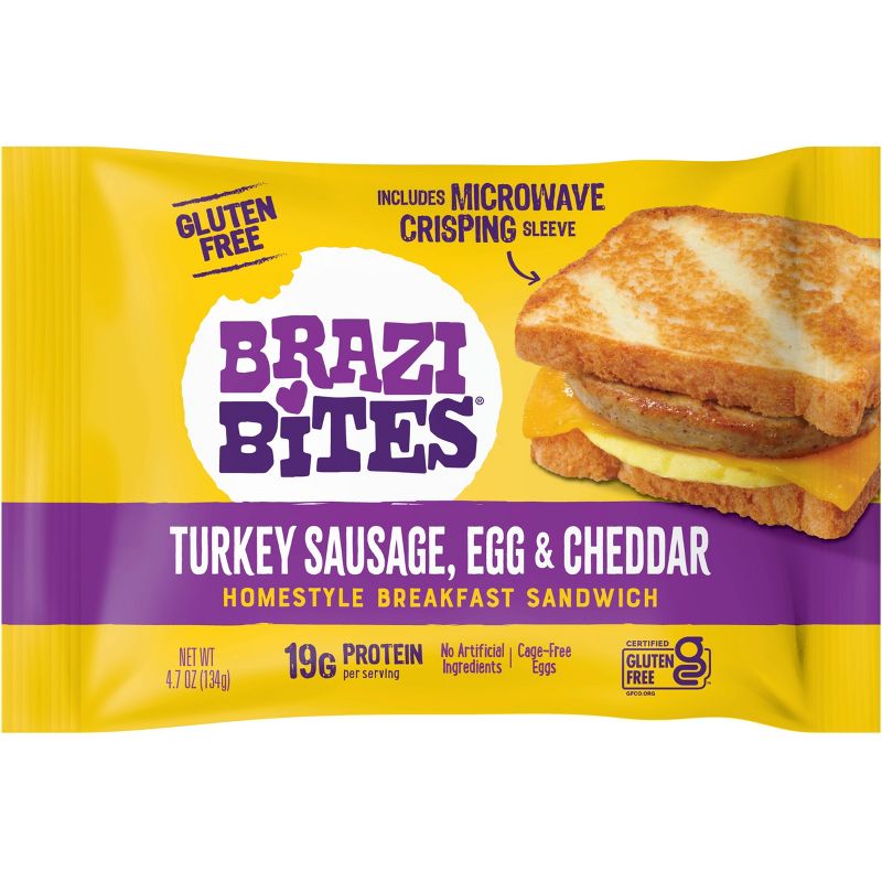 Brazi Bites Frozen Breakfast Sandwich Turkey Sausage Egg & Cheese - 4.7oz