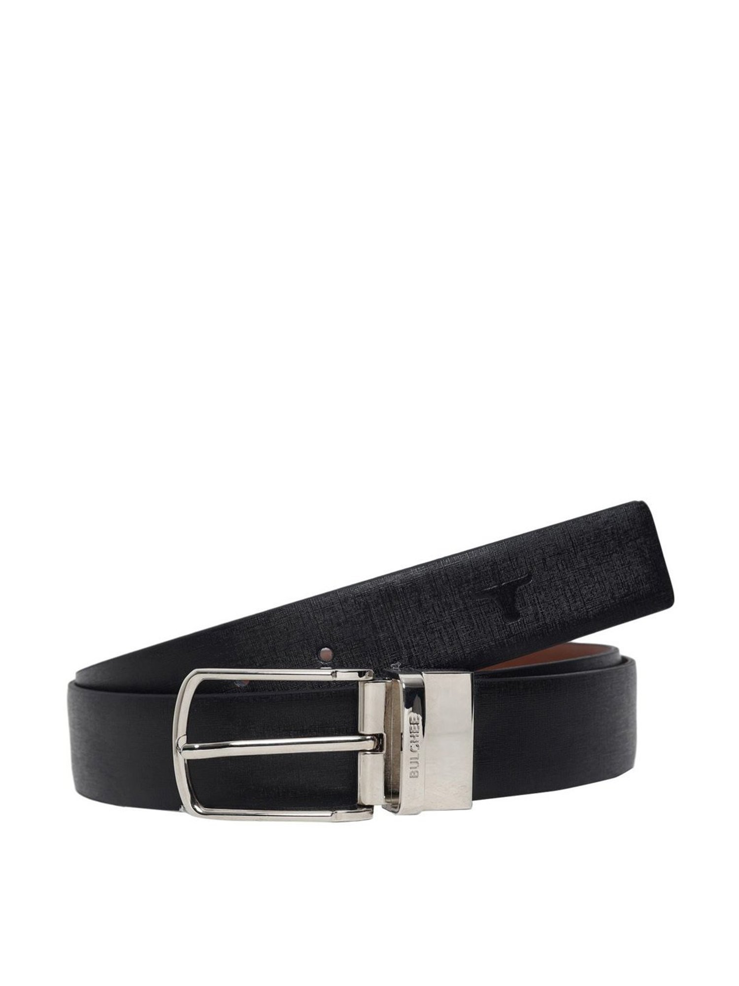 Bulchee Black & Tan Leather Solid Reversible Belt