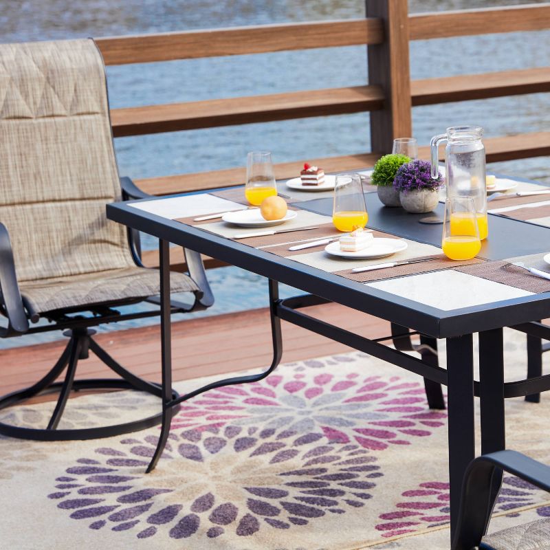 7pc Steel Patio Dining Sets Gray - Lokatse