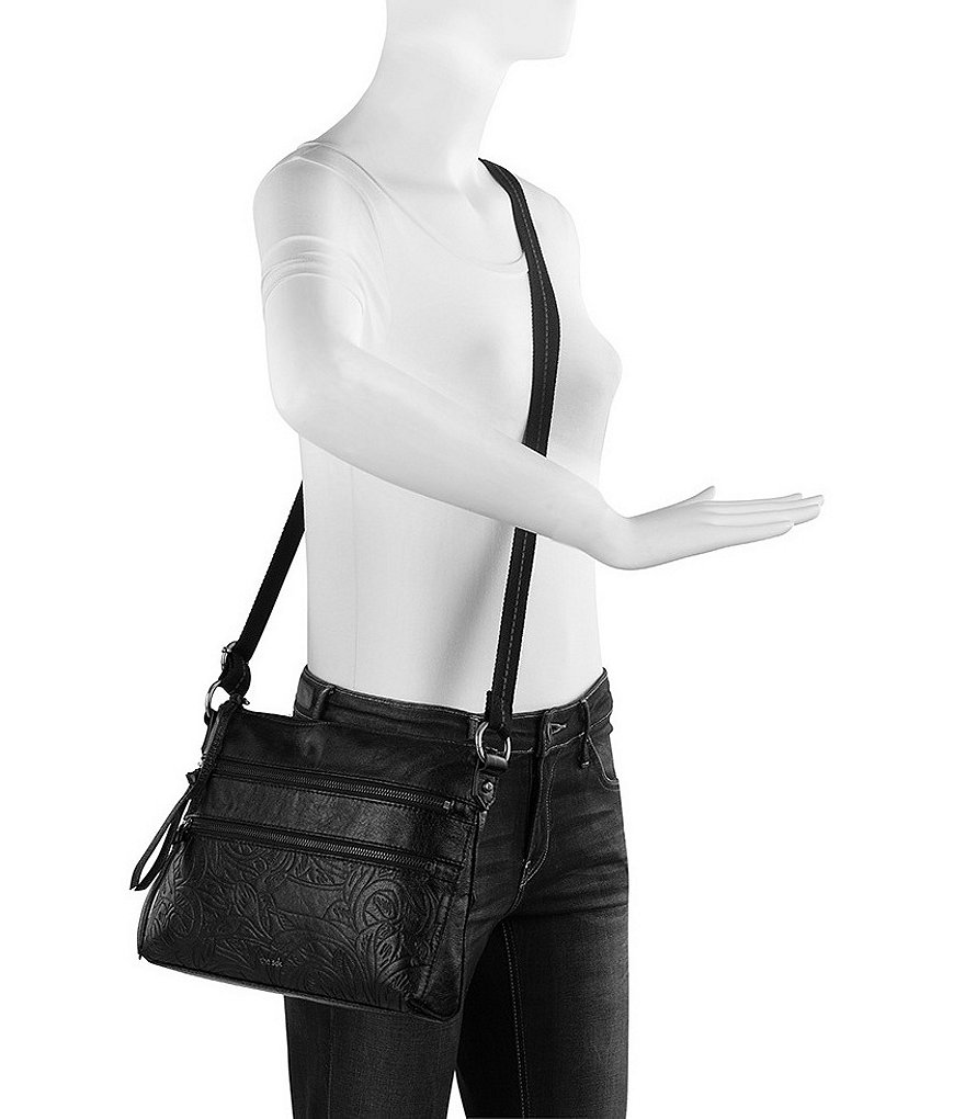 The Sak Reseda Double Zip Top Leather Crossbody Bag