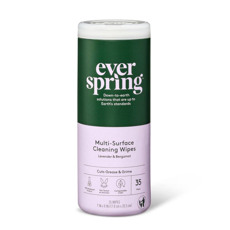 Lavender & Bergamot Multi Surface Cleaning Wipes - 35ct - Everspring™
