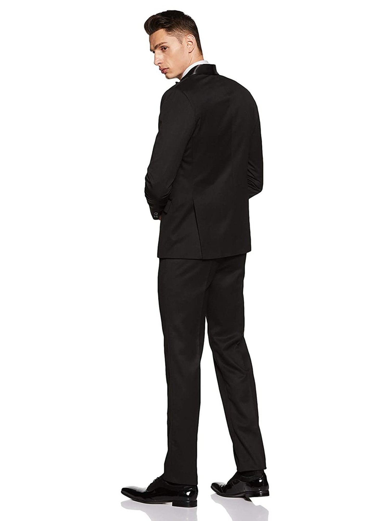 ManQ Black Slim Fit Shawl Lapel Tuxedo Suit