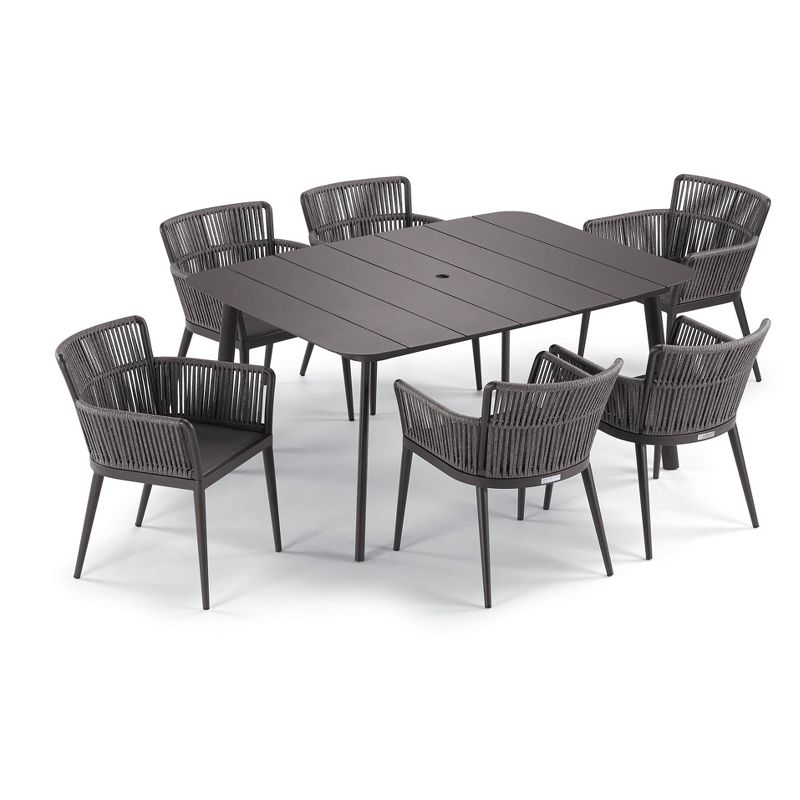 7pc Nette Dining Table Set with Eiland Table Carbon/Pewter/Ninja - Oxford Garden