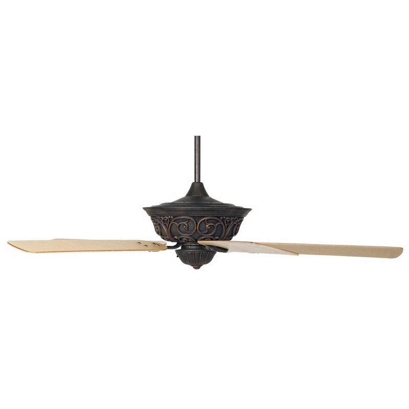52" Casa Vieja Vintage Ceiling Fan Dark Copper Bronze Maple Wood Square Blades for Living Room Kitchen Bedroom Family Dining