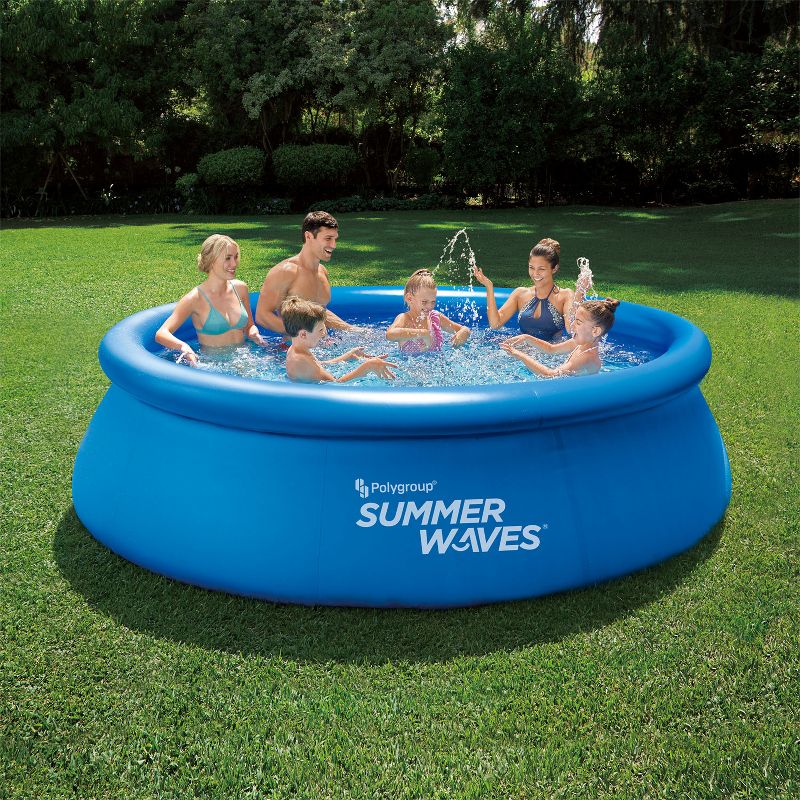 Summer Waves P1001236A156 Quick Set 12ft x 36in Inflatable Ring Round Above Ground Swimming Pool Set with Filter Pump and Type D Filter Cartridge